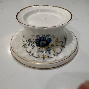 Classic White and Blue Floral Ceramic Candle Holder
